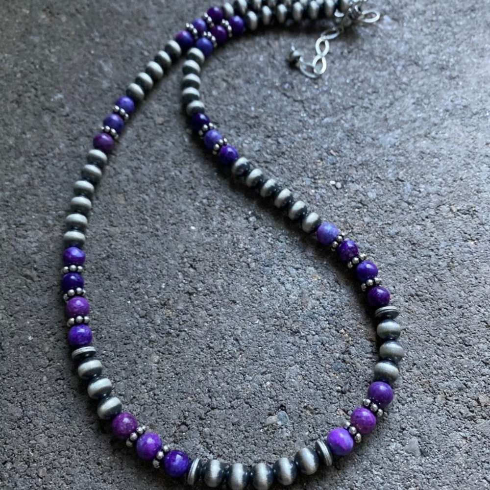Sterlingsilver Sugilite W Pearlsbeadnecklace - image 3